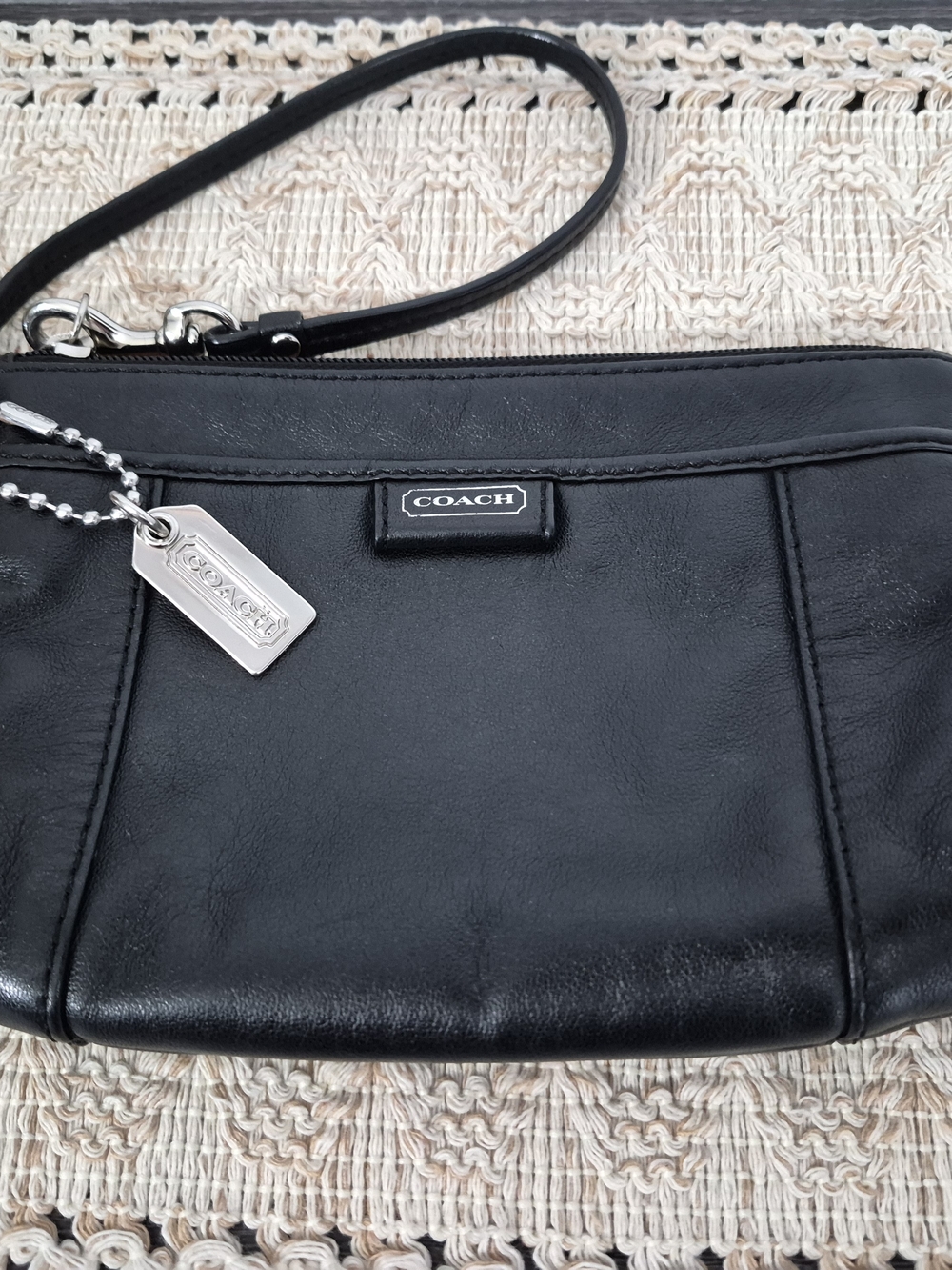 Coach Black Leather Wristlet